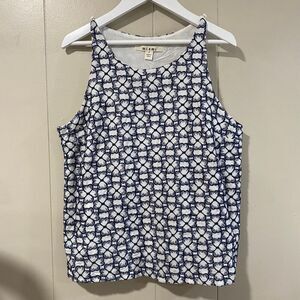 Miami Blue White Embroidered Sleeveless Tank Top Women’s Small